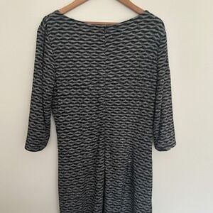 NWT Coldwater Creek Womens Teal Grey Geometric Textured Ruched Sheath Dress Sz16